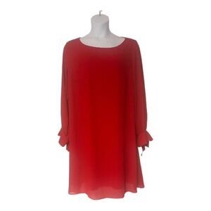 TAYLOR Chiffon Shift Office Career Desk to Dinner Cocktail Party Guest Red Dress